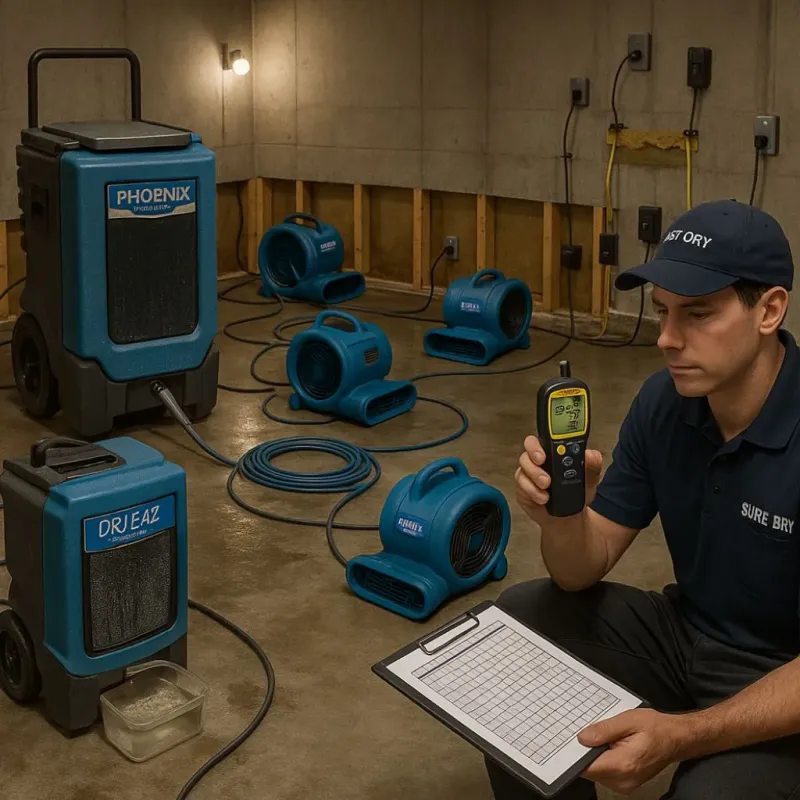 Structural Drying and Dehumidification process in Sandoval, IL